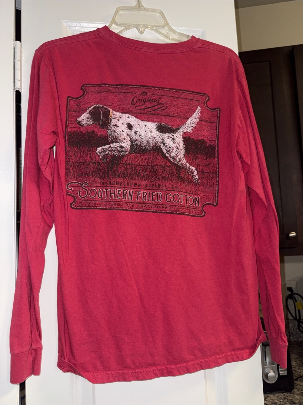 Southern Fried Cotton Kids Long Sleeve Pocket Tee - Deep Red